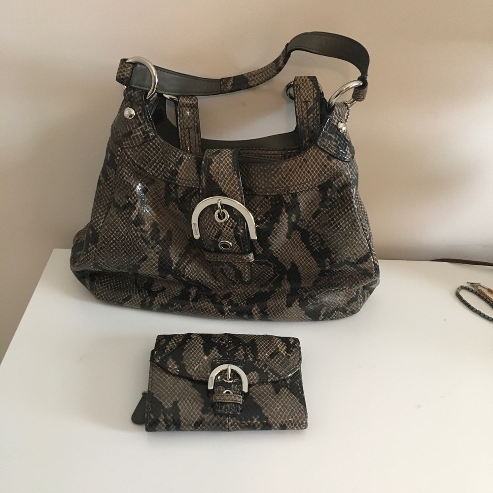 Snake Skin Coach Purse/Wallet Set